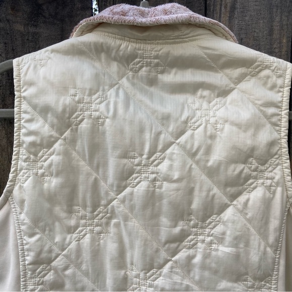 LL BEAN WOMEN SIZE MED. IVORY w/ BROWN MIXED COLLAR QUILTED LIGHTWEIGHT … - Picture 7 of 8